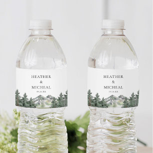 Pine Tree Mountain Wedding  Water Bottle Label