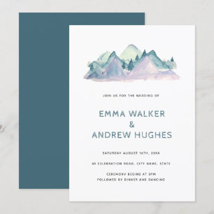 Pine Tree Mountains Nature Woodland Green Wedding Invitation