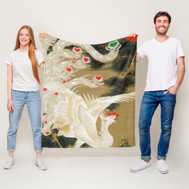 Pine Tree & Phoenix (Love Heart Phoenix), Jakuchu Fleece Blanket (In Situ)