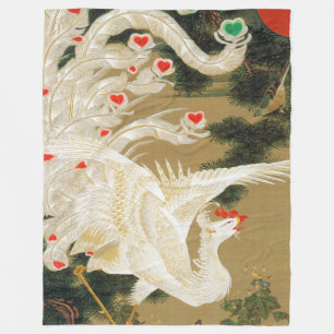 Pine Tree & Phoenix (Love Heart Phoenix), Jakuchu Fleece Blanket
