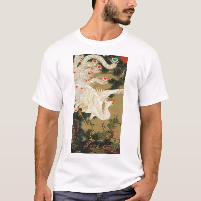 Pine Tree & Phoenix (Love Heart Phoenix), Jakuchu T-Shirt (Front)