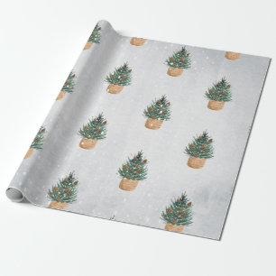 Pine Tree,Pine Cones,Snow Holiday Wrapping Paper