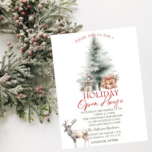 Pine Tree Presents Reindeer Holiday Open House Invitation