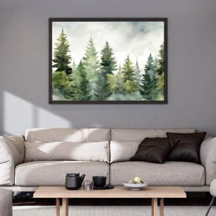 Pine Tree Print    Winter Landscape Wall Art