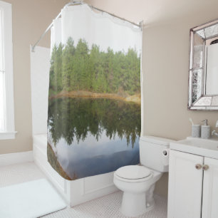 Pine Tree Reflection Lake Shower Curtain