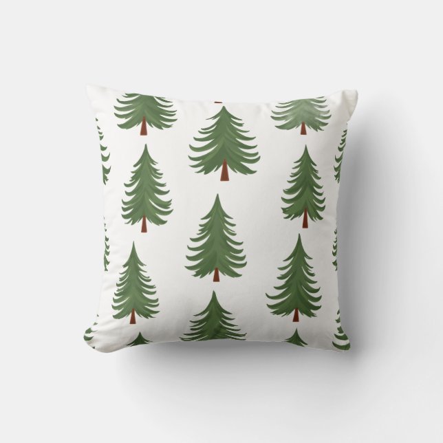 Pine Tree Repeat Pattern – Evergreen Forest Design Cushion (Front)