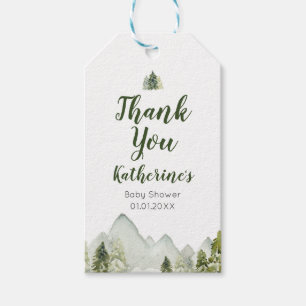 Pine Tree Rustic Adventure Baby Shower Thank You Gift Tags