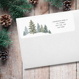 Pine Tree Rustic Christmas Return Address