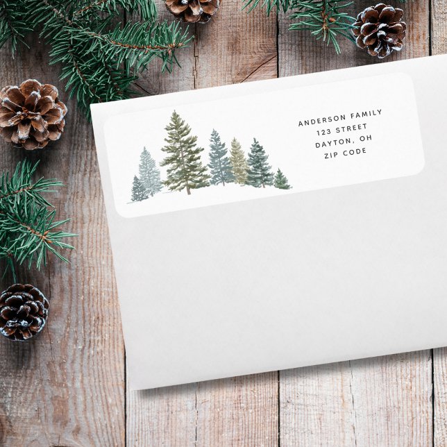 Pine Tree Rustic  Christmas Return Address  (Creator Uploaded)