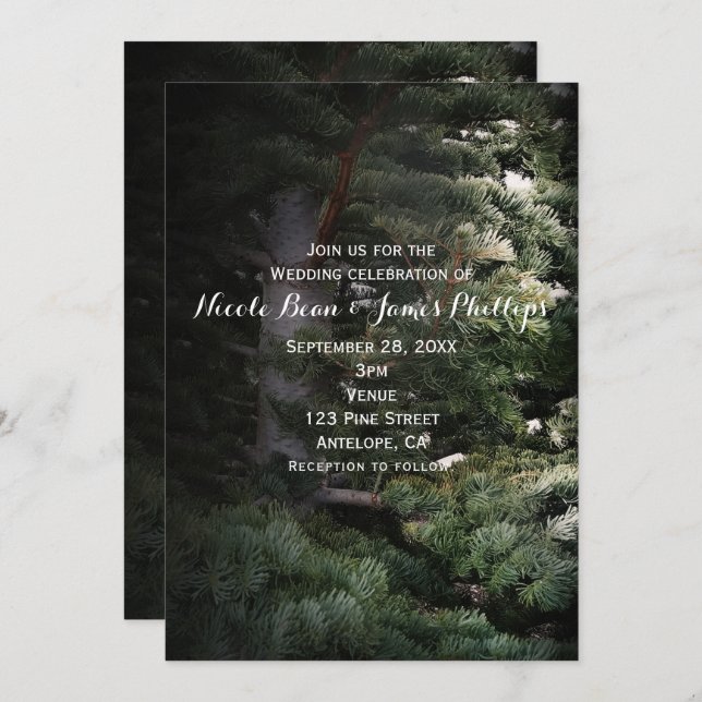 Pine Tree Rustic Forest Woods Wedding Invitations (Front/Back)