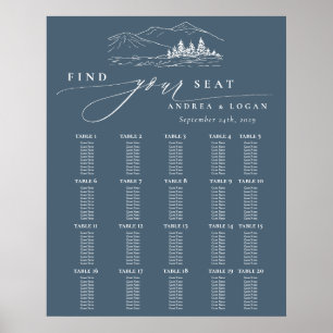 Pine Tree Rustic Mountains Wedding Seating Chart