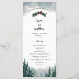 Pine Tree Rustic Wedding Flat Ceremony Program Programme