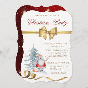 Pine Tree, Santa Claus Christmas  Invitation