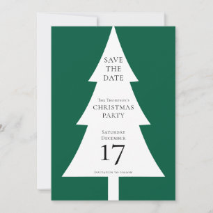 Pine Tree Shape Christmas Green Save the Date Invitation