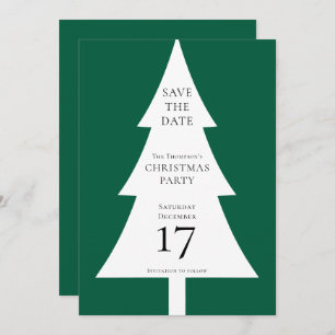 Pine Tree Shape Christmas Green Save the Date Invitation