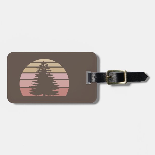 Pine Tree Silhouette Luggage Tag (Front Horizontal)