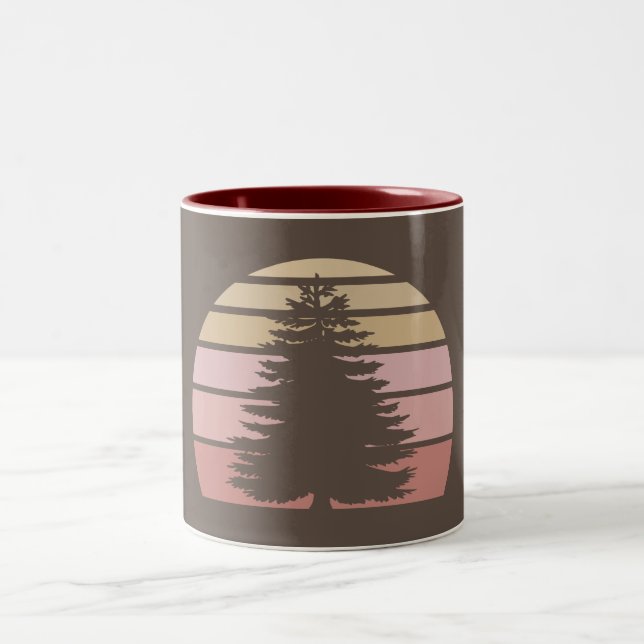 Pine Tree Silhouette Two-Tone Coffee Mug (Center)