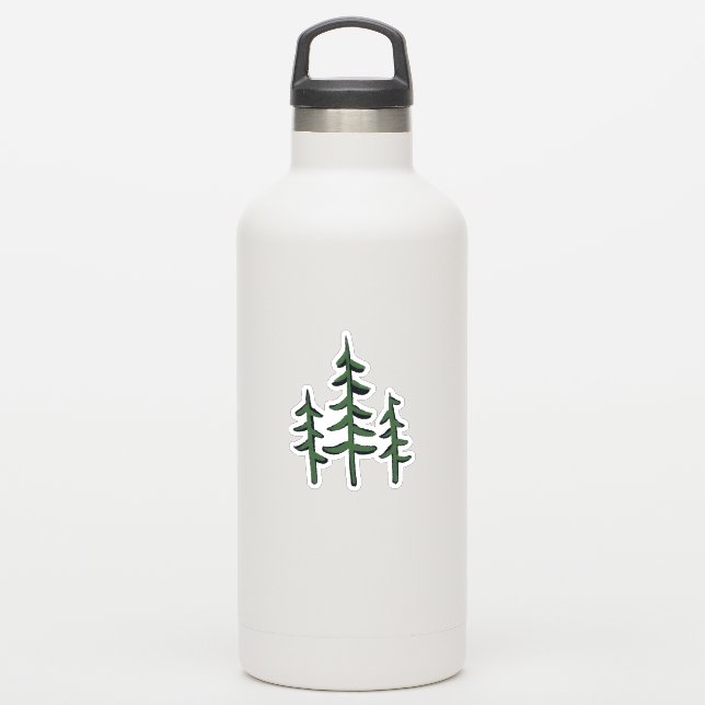 Pine tree silhouette- up north - outdoor adventure (Waterbottle)
