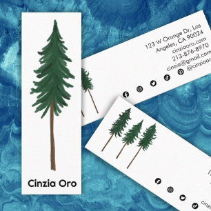 Pine Tree Simple Minimalist Unique Nature Forest Mini Business Card