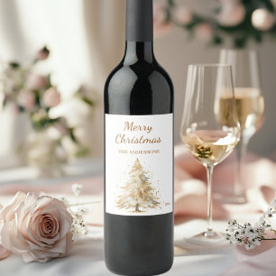 Pine tree snow cream Christmas Party Wine Label