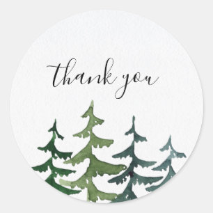 Pine Tree   Thank You  Classic Round Sticker