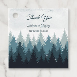 Pine Tree Watercolor Forest Rustic Wedding Favour Tags