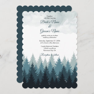 Pine Tree Watercolor Forest Rustic Wedding  Invitation