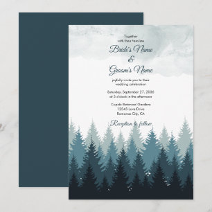 Pine Tree Watercolor Forest Rustic Wedding Invitation