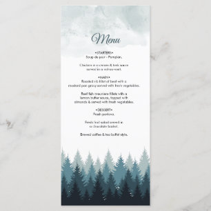 Pine Tree Watercolor Forest Rustic Wedding Menu
