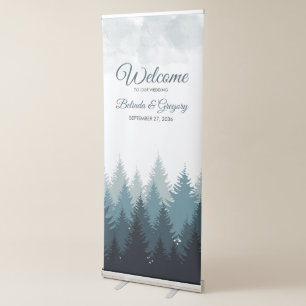 Pine Tree Watercolor Forest Wedding Welcome Sign