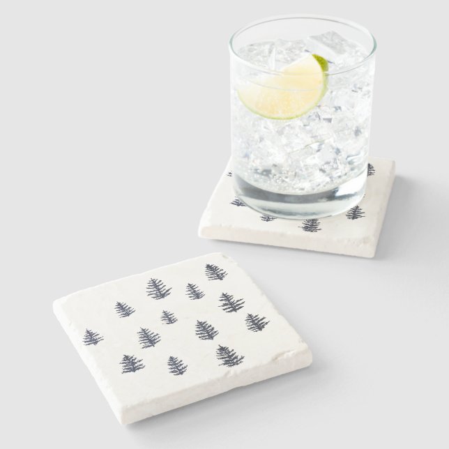 Pine Tree Watercolor Marble Stone Coaster (Side)