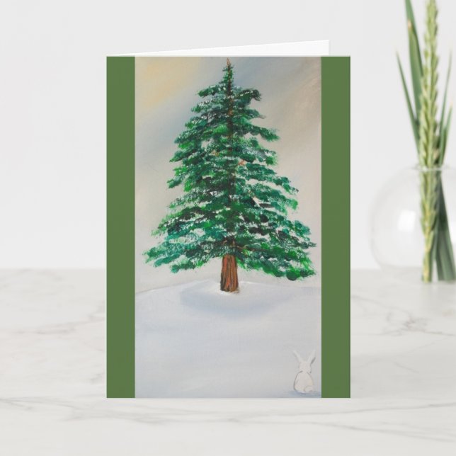 Pine Tree winter holiday greeting card (Front)
