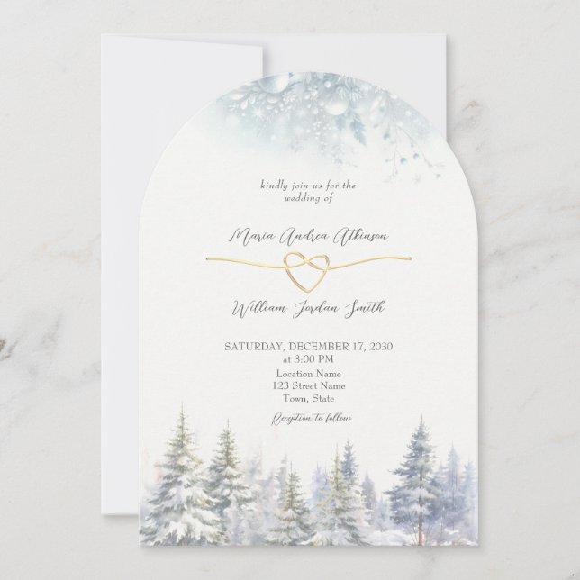 Pine Tree Winter Wedding Invitation (Front)