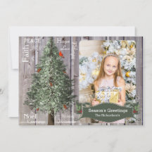 Pine Tree With Cardinal Rustic Christmas Photo