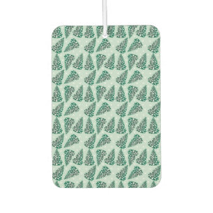 Pine Tree With Snowflakes Pattern Green White Car Air Freshener
