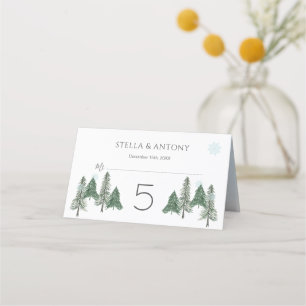 Pine tree Woodland Winter Forest Wedding Place Card