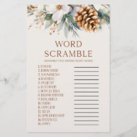 Pine Tree Word Scramble Bridal Shower Game 
