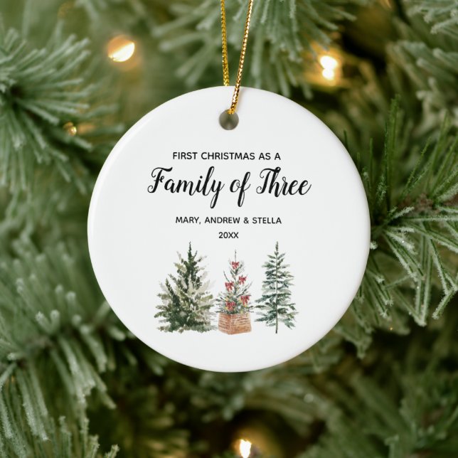 Pine Trees 1st Christmas as a Family of Three Ceramic Tree Decoration (Tree)