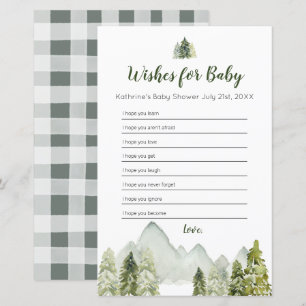 Pine Trees Adventure Baby Shower Wishes for Baby