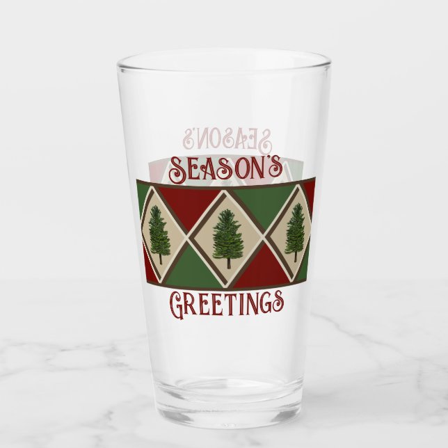 Pine Trees and Harlequin Glass Cup (Front)