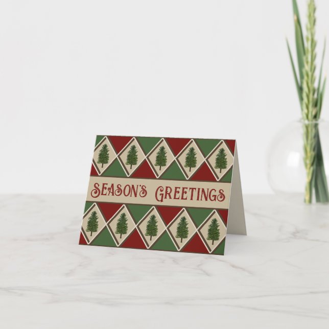 Pine Trees and Harlequin Greeting Card (Front)