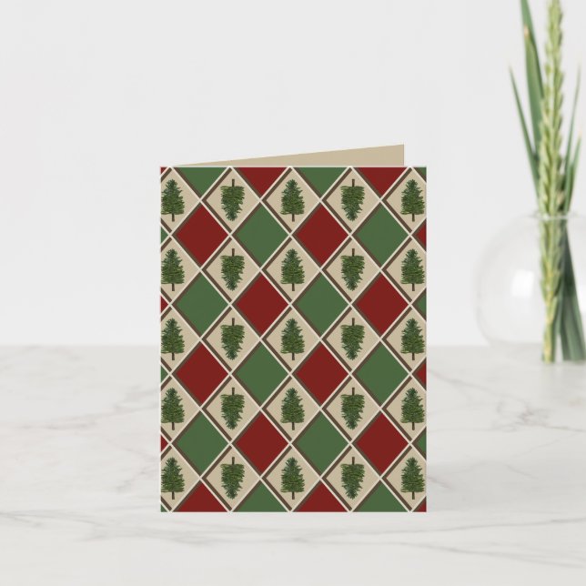 Pine Trees and Harlequin Greeting Card (Front)
