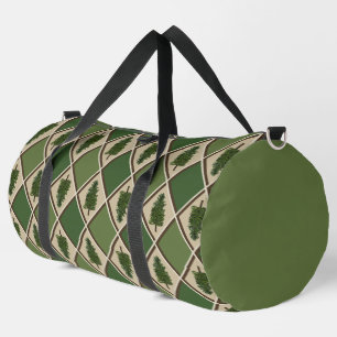 Pine Trees and Harlequin Large Duffel Bag
