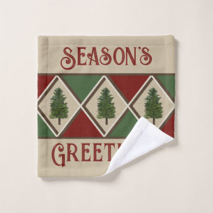 Pine Trees and Harlequin Wash Cloth