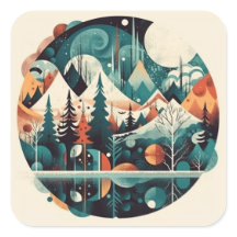 Pine trees and mountains, customisable