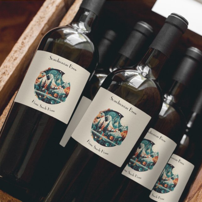 Pine Trees and Mountains, customisable Wine Label (Creator Uploaded)
