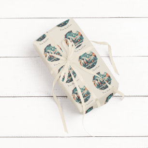 Pine Trees and Mountains, customisable Wrapping Paper