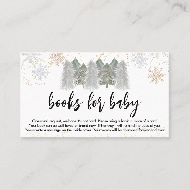 Pine Trees Baby Shower Books for Baby Business Card (Front)