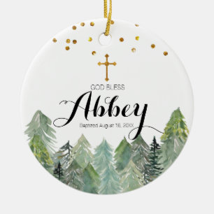 Pine Trees Baptism Ornament God Bless Ornament