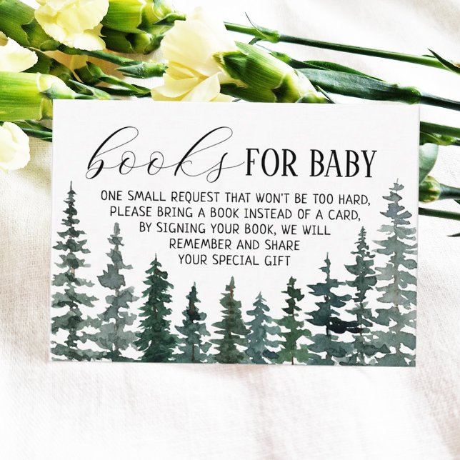 Pine Trees Book Request Baby Shower Enclosure Card (Creator Uploaded)